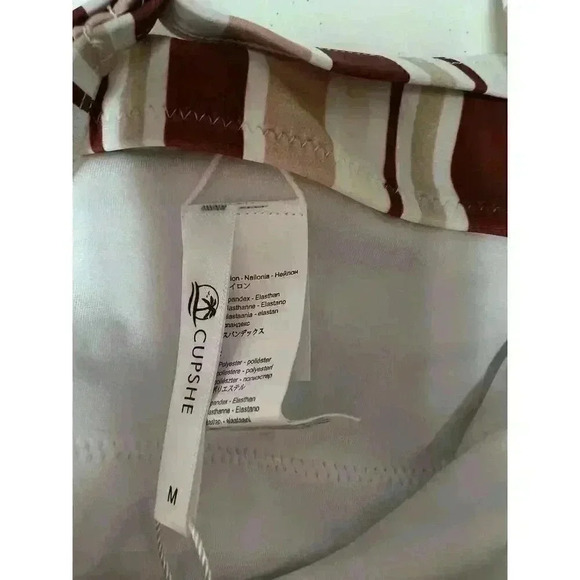 Cupshe Women's One Piece Swimsuit V-neck Striped Belted Medium New - Picture 6 of 9